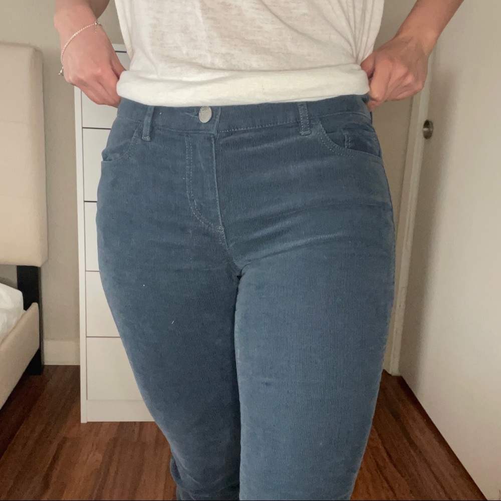 Teal corduroy skinny pants